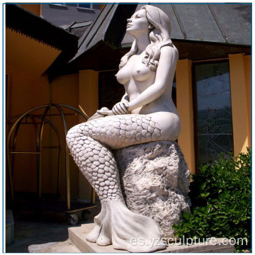 Estatua de piedra de la sirena para la decoración del jardín